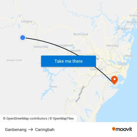 Ganbenang to Caringbah map