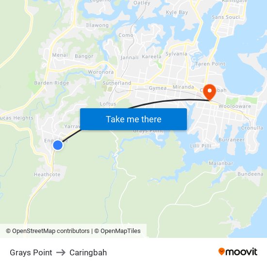 Grays Point to Caringbah map