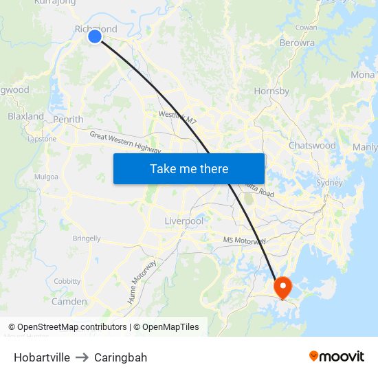 Hobartville to Caringbah map