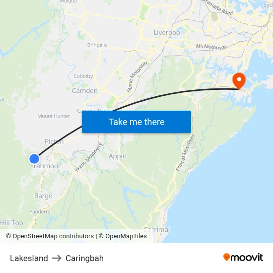 Lakesland to Caringbah map