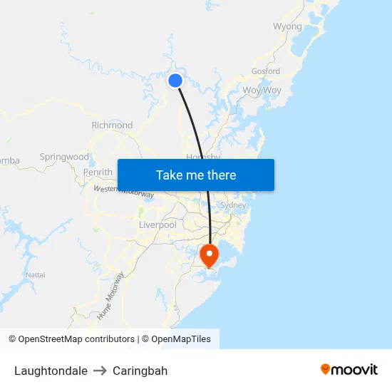 Laughtondale to Caringbah map