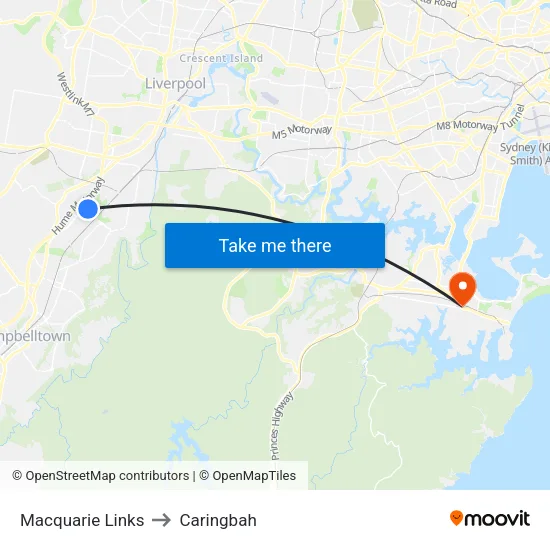 Macquarie Links to Caringbah map