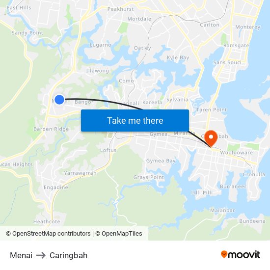 Menai to Caringbah map