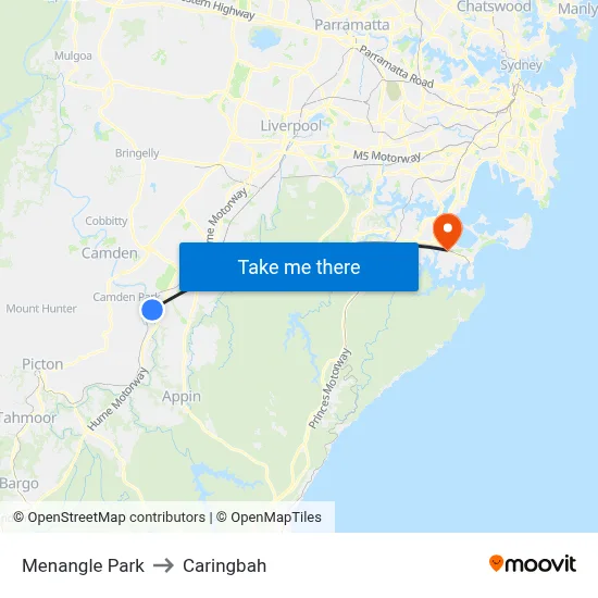 Menangle Park to Caringbah map