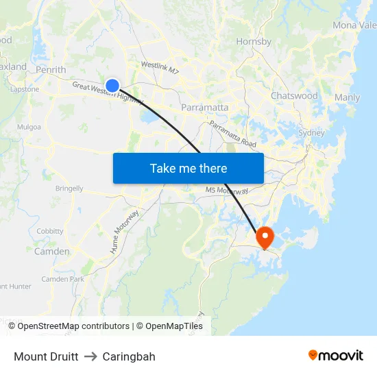 Mount Druitt to Caringbah map