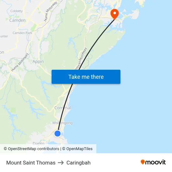 Mount Saint Thomas to Caringbah map