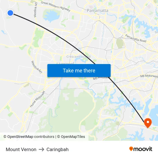 Mount Vernon to Caringbah map