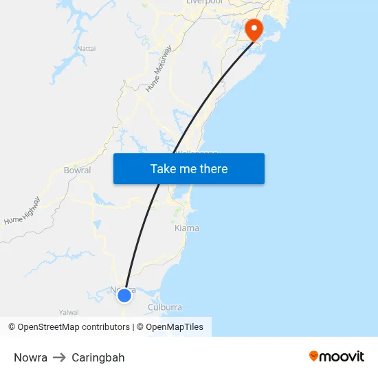 Nowra to Caringbah map