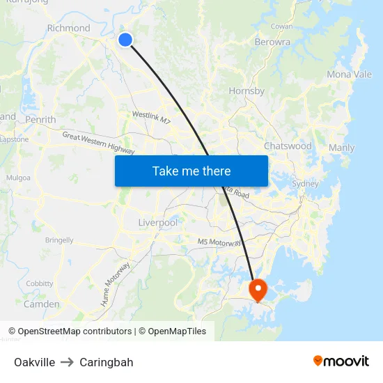 Oakville to Caringbah map
