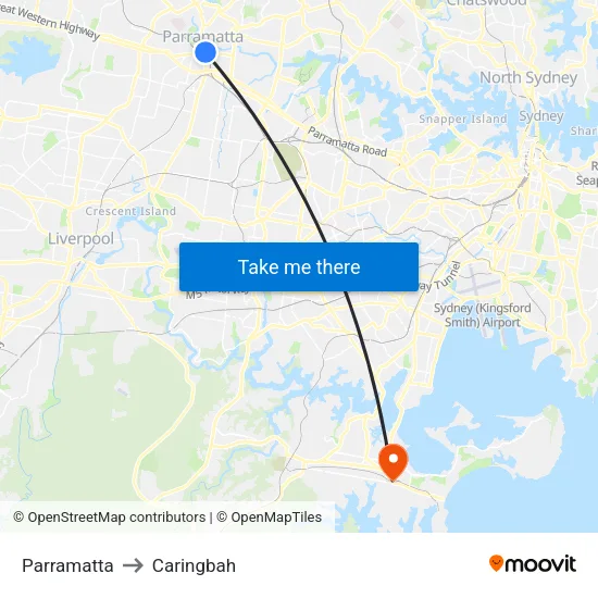 Parramatta to Caringbah map