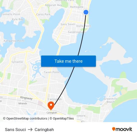 Sans Souci to Caringbah map
