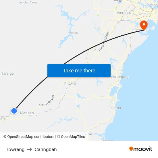 Towrang to Caringbah map