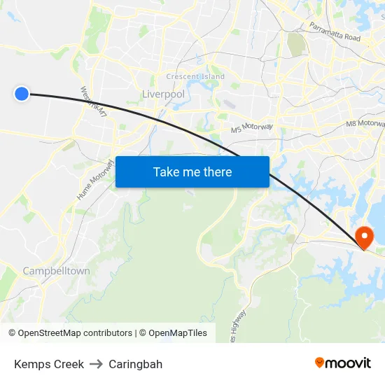 Kemps Creek to Caringbah map