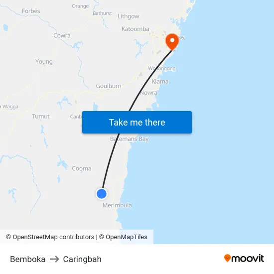 Bemboka to Caringbah map