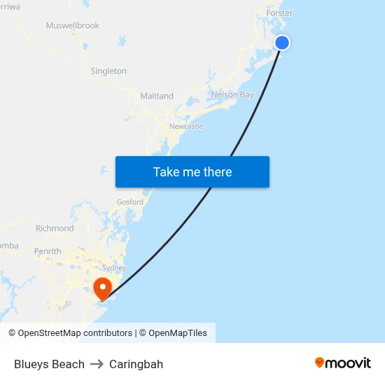 Blueys Beach to Caringbah map