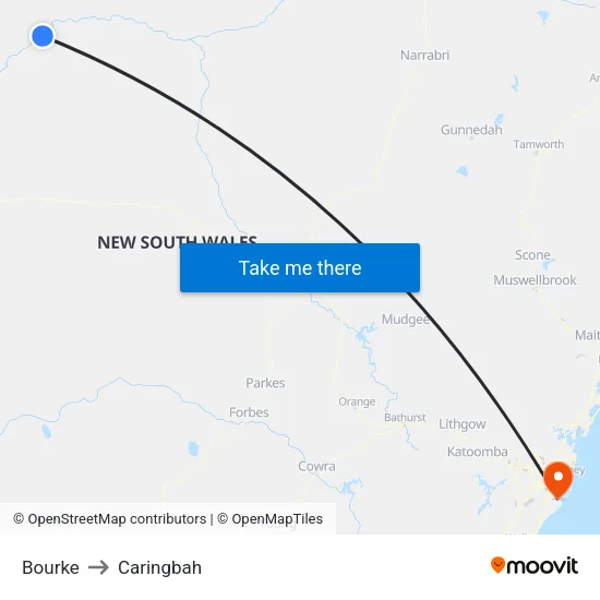 Bourke to Caringbah map