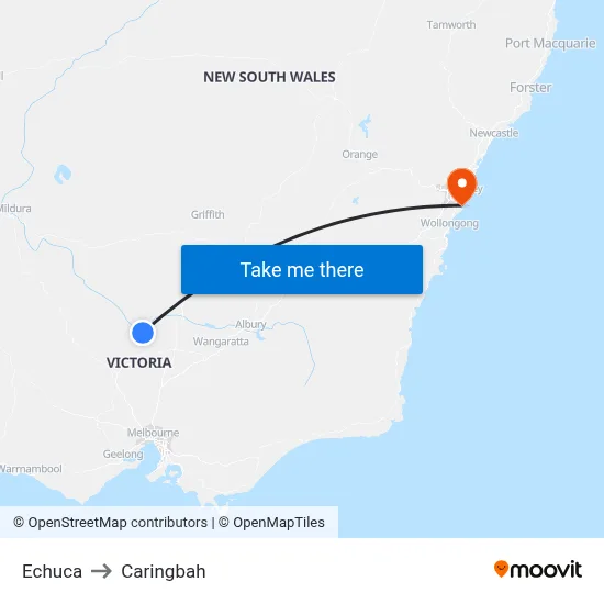Echuca to Caringbah map