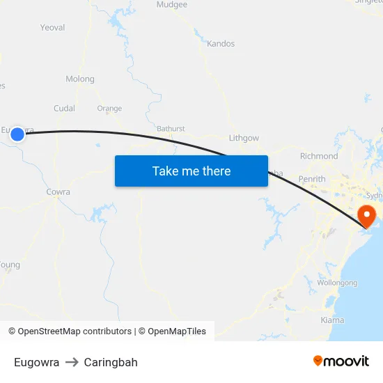 Eugowra to Caringbah map