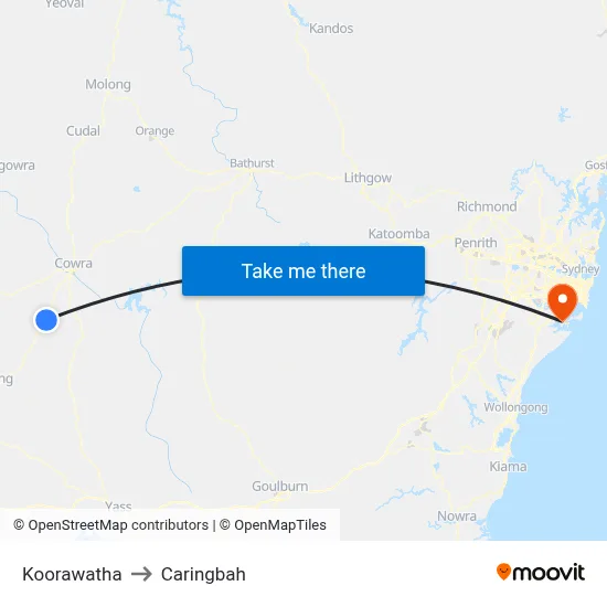 Koorawatha to Caringbah map