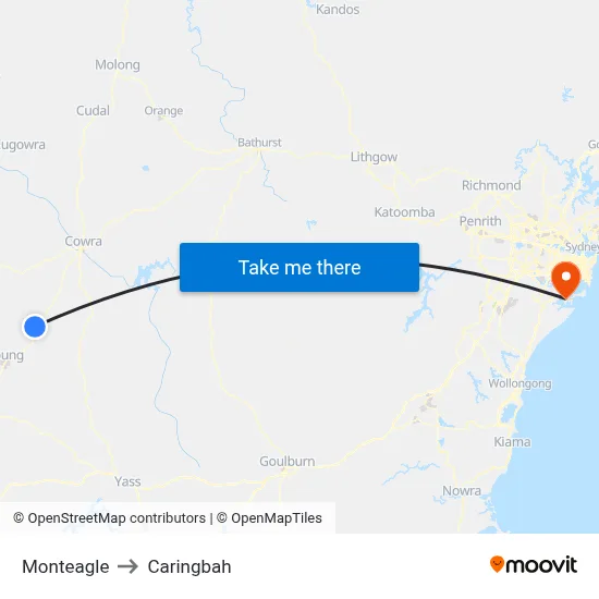 Monteagle to Caringbah map