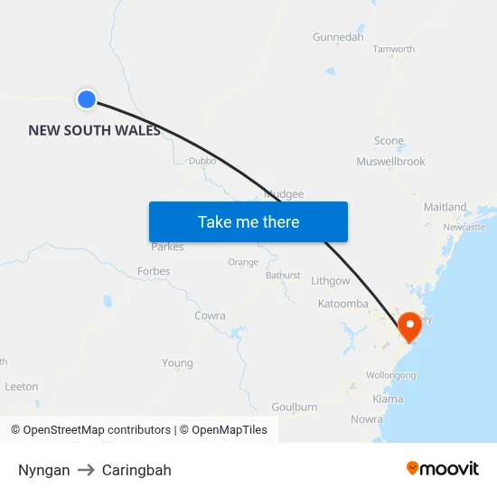 Nyngan to Caringbah map