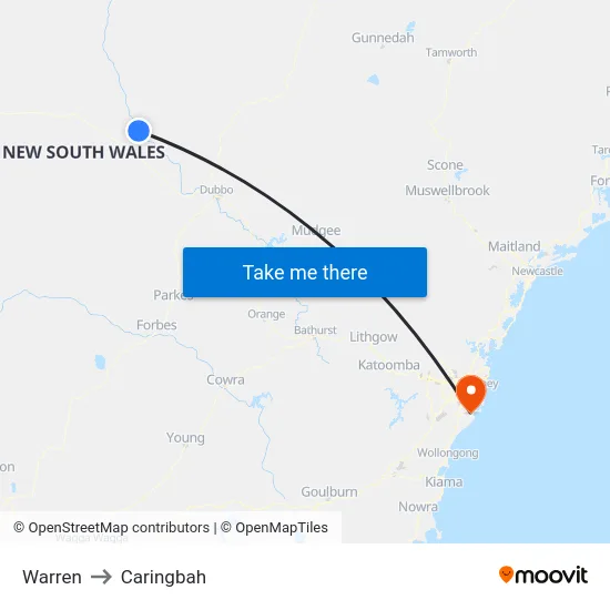 Warren to Caringbah map