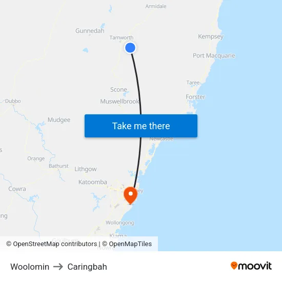 Woolomin to Caringbah map