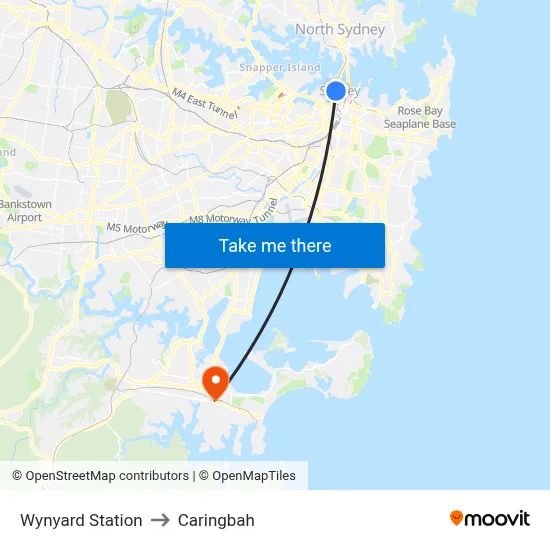 Wynyard Station to Caringbah map