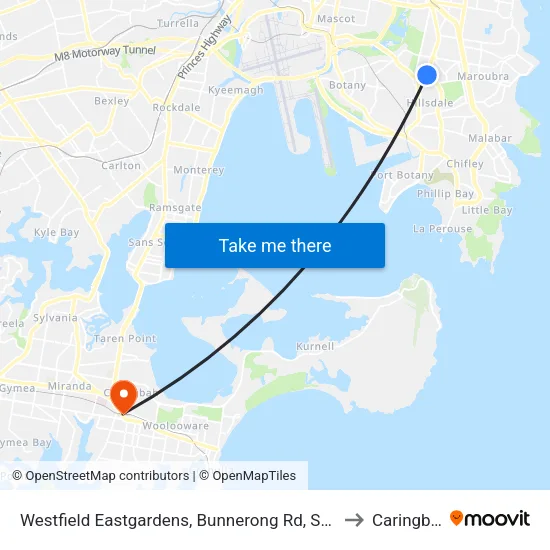 Westfield Eastgardens, Bunnerong Rd, Stand A to Caringbah map