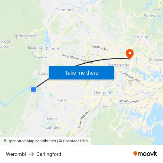 Werombi to Carlingford map
