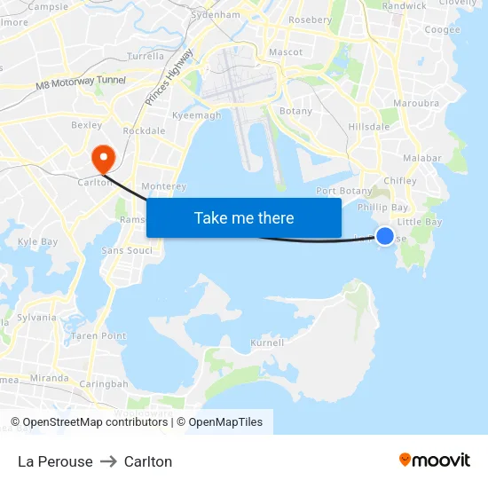 La Perouse to Carlton map