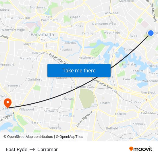 East Ryde to Carramar map