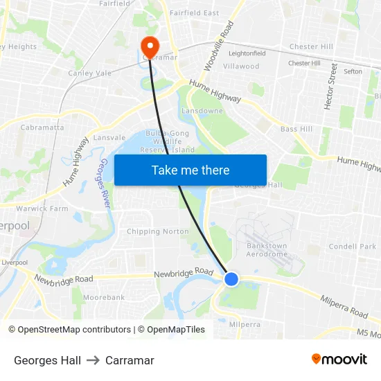 Georges Hall to Carramar map