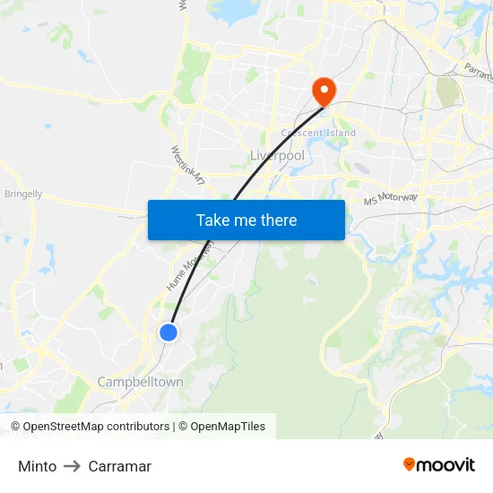 Minto to Carramar map