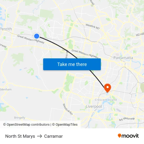 North St Marys to Carramar map