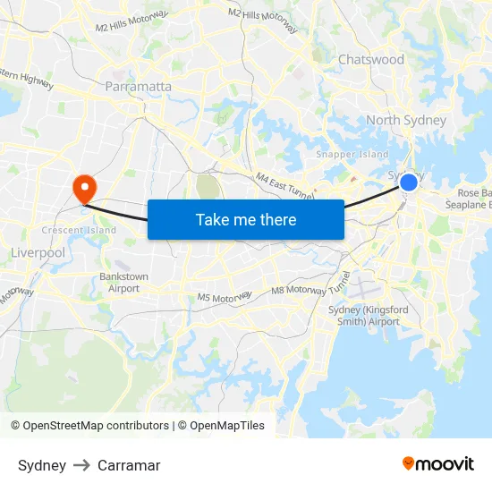 Sydney to Carramar map