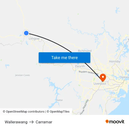 Wallerawang to Carramar map