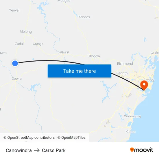 Canowindra to Carss Park map