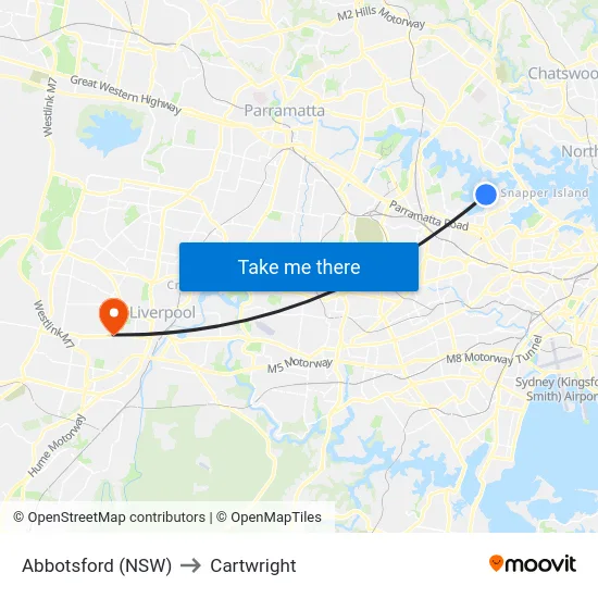 Abbotsford (NSW) to Cartwright map