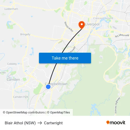 Blair Athol (NSW) to Cartwright map