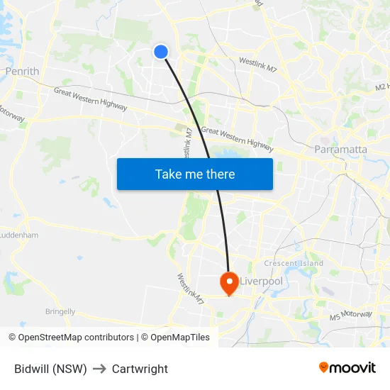 Bidwill (NSW) to Cartwright map
