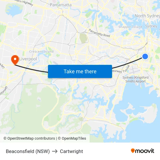 Beaconsfield (NSW) to Cartwright map