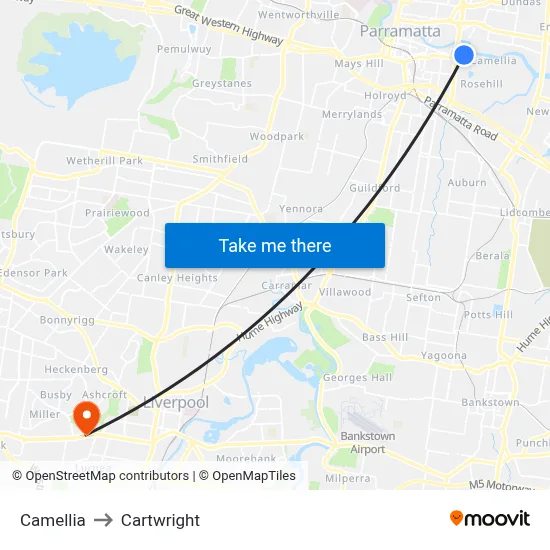 Camellia to Cartwright map