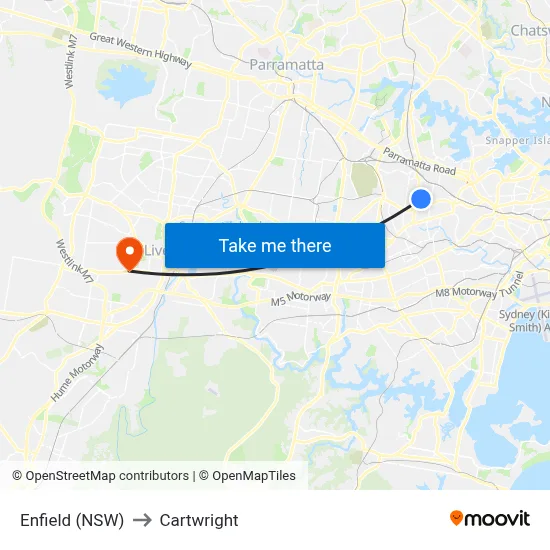 Enfield (NSW) to Cartwright map
