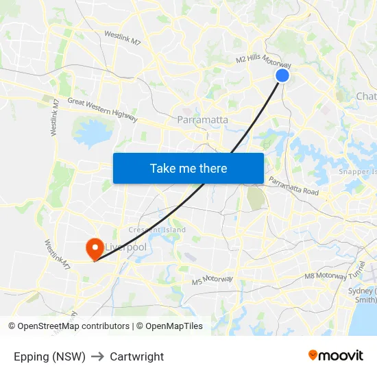 Epping (NSW) to Cartwright map