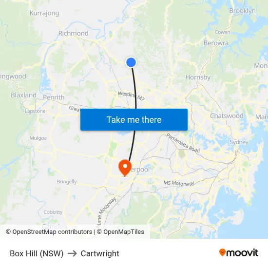 Box Hill (NSW) to Cartwright map