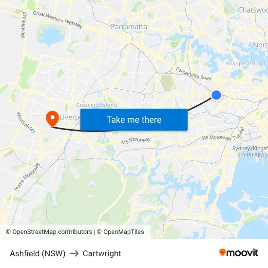 Ashfield (NSW) to Cartwright map