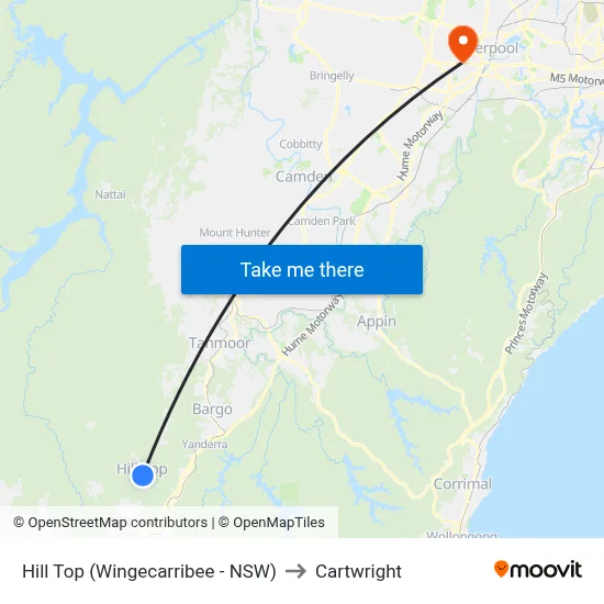 Hill Top (Wingecarribee - NSW) to Cartwright map