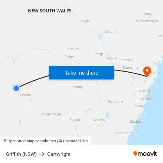 Griffith (NSW) to Cartwright map