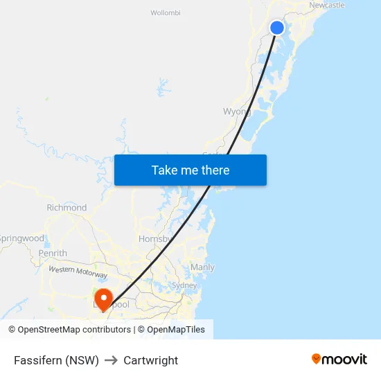 Fassifern (NSW) to Cartwright map